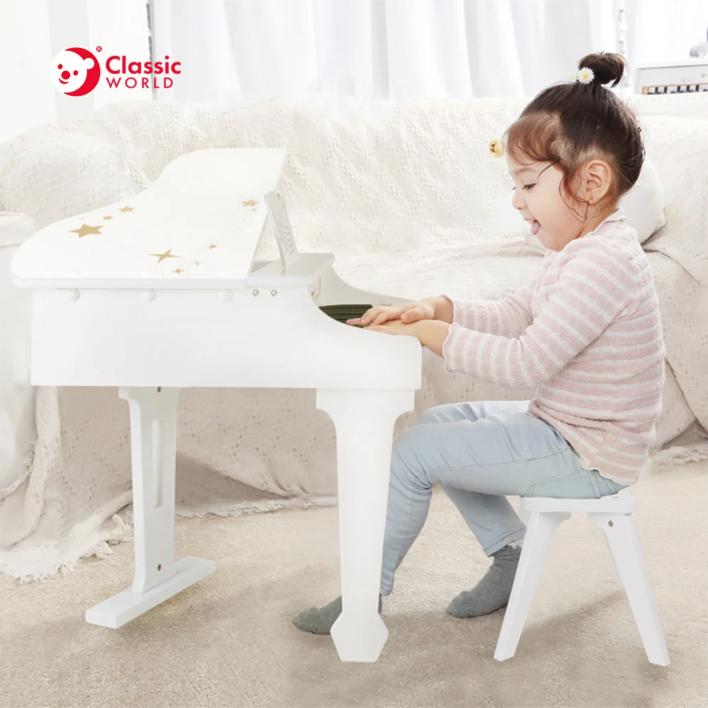 Classic World Funny New Arrival Boy White Wooden Grand Piano Sale, Piano Keyboard Toy
