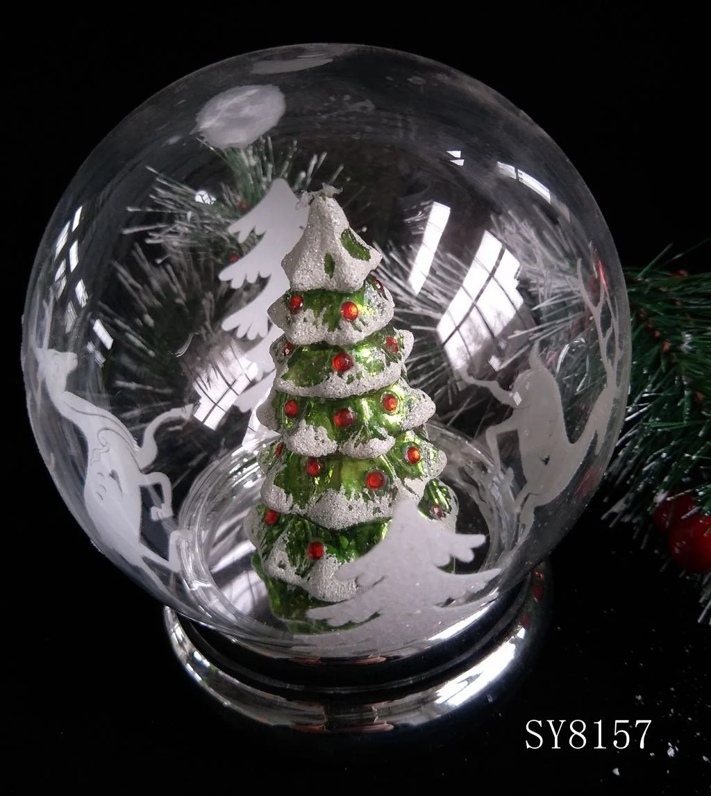 
New design led light up glass ball mini glass tree inside Christmas gift 2020 