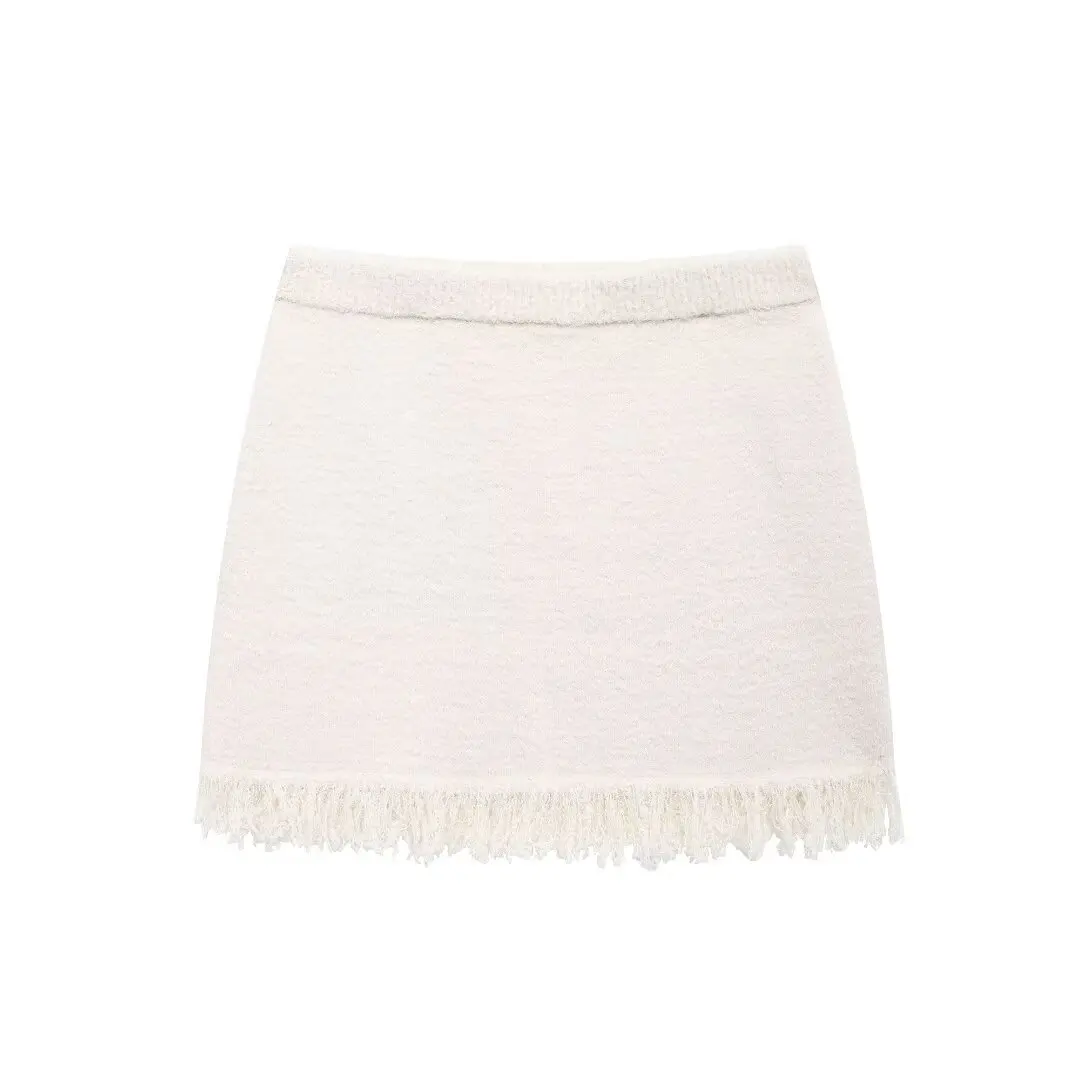 PB&ZA Women 2024 Autumn New Chic Fashion Knitted mini Skirt Vintage High Waist Female Skirts Mujer