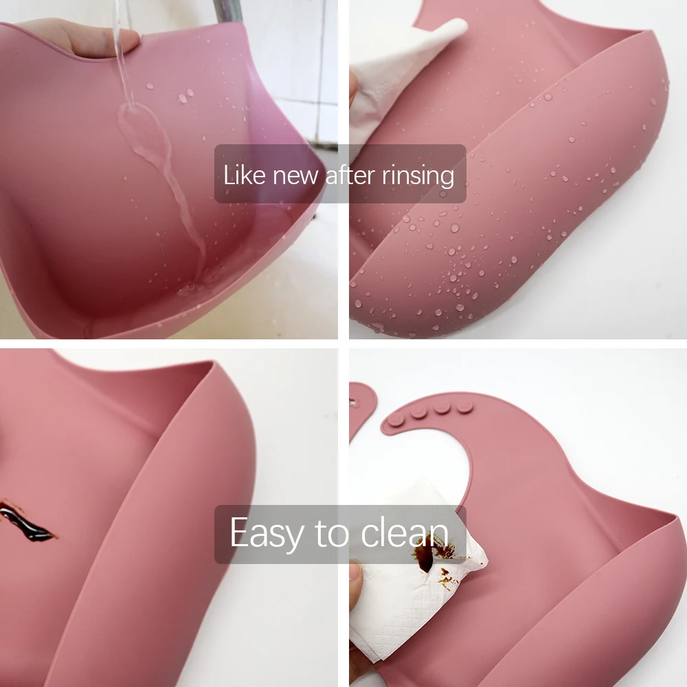 Wholesale Customizable Comfortable Soft Bpa Free Silicone Food Grade Easily Clean Waterproof Adjustable Baby Silicone Bib