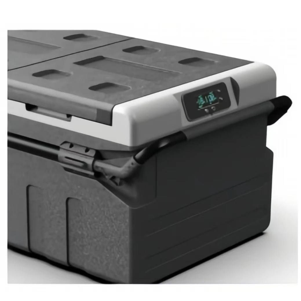 Big Volume Car Fridge Freezer for Truck 75L Trolly Type 65W  with Solar Panel Port and Removable Battery Grey