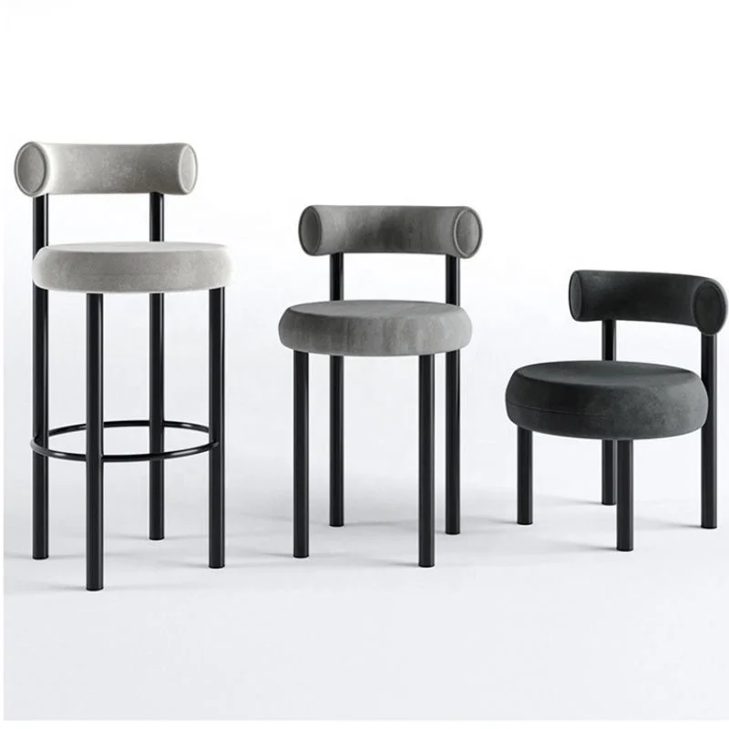 Wholesale outdoor designer fabric bar height barstools breakfast bar chairs velvet black metal island kitchen bar stool