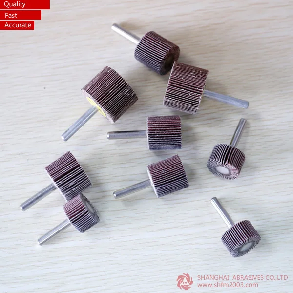 Aluminum Oxide Abrasive Cloth Mounted Flap Wheel With Shaft for Stainless Steel and Metal Grinding