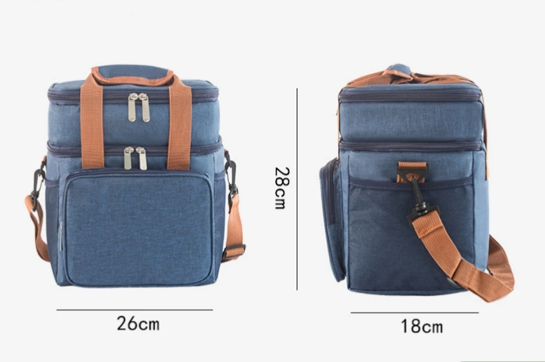 12L Large Insulated Lunch Bag Waterproof Reusable Cooler Lunch Bag Double Deck Lunch Bag for Adults Work Picnic Travel Camping