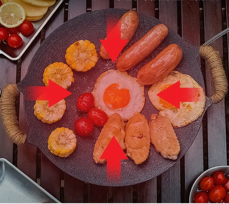 Indoor outdoor camping courtyard barbecue BBQ grill Korean non-stick iron pot iron stove iron plate