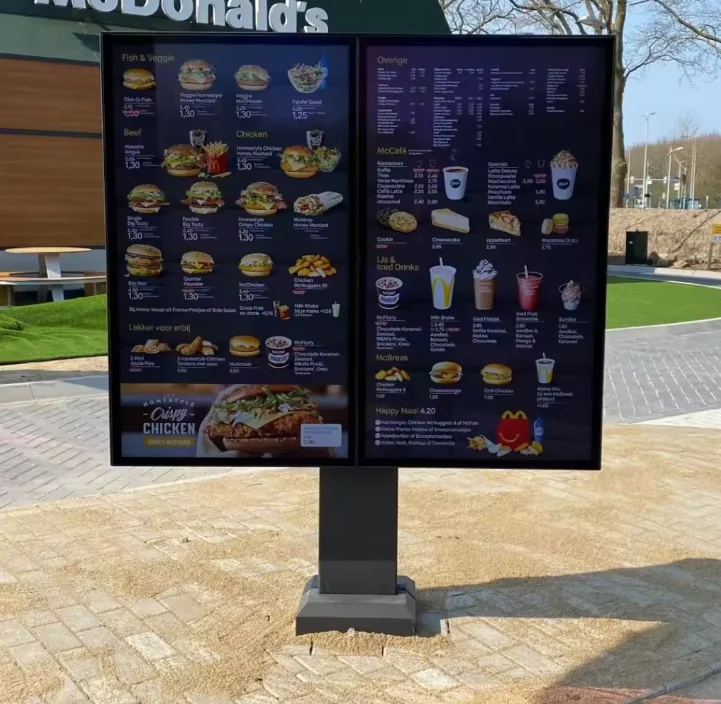 High Brightness Standing Waterproof Touch Screen LCD Display outdoor Drive-Thru Interactive Menu Digital Signage Advertising