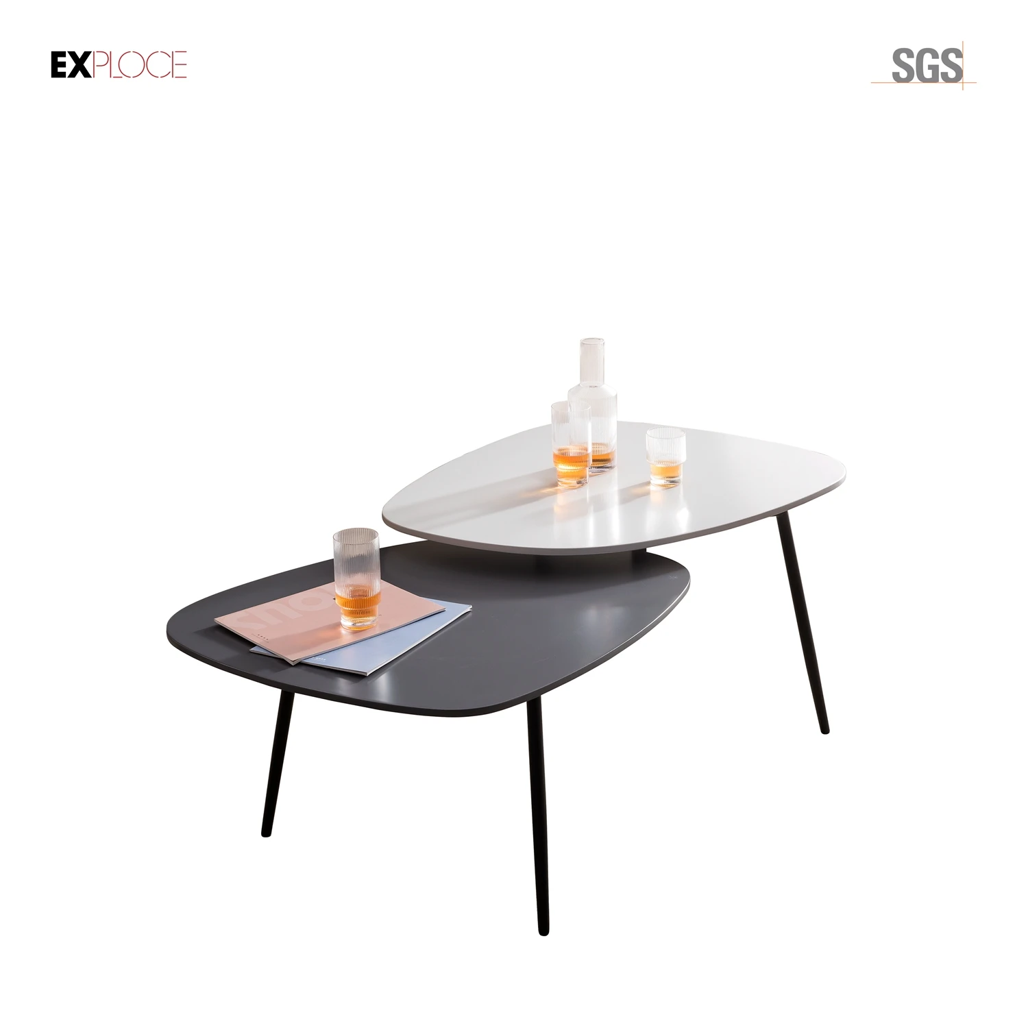 2020 newest modern simple style black glass marble top tea center rectangle  coffee table
