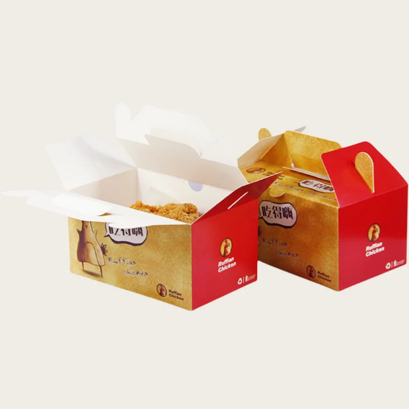 Custom Hamburger Box Disposable Corrugated Fried Chicken Snack Chicken Food Packaging Paper Box Thickened Packaging Box