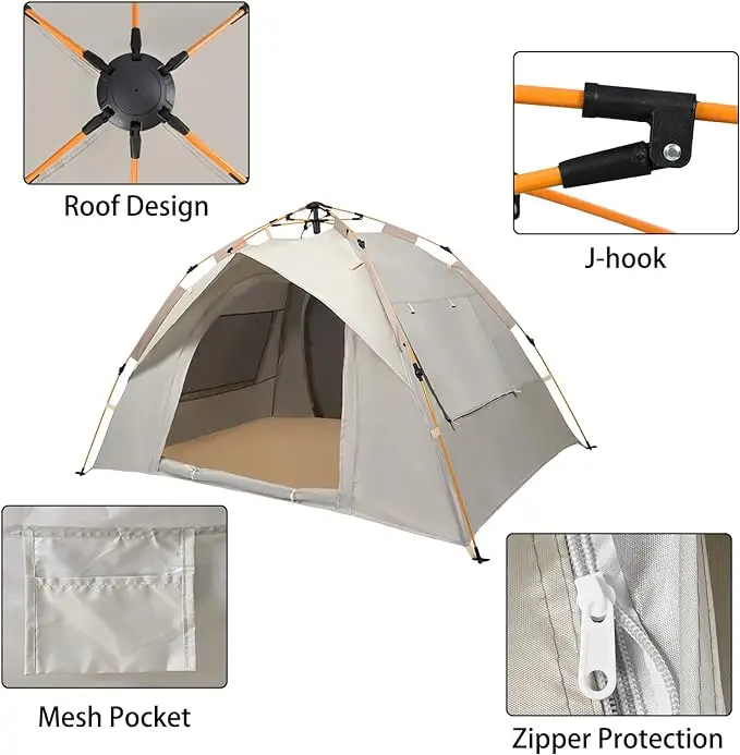Professional Outdoor Camping 1-4 Person Automatic Waterproof Sun Protection Anti-Mosquito Quick-Opening Play Tent
