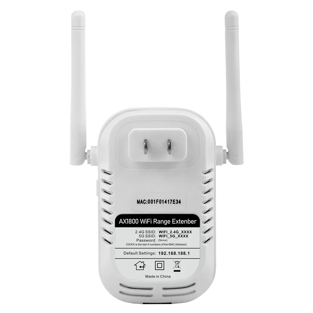WIFI 6 1800Mbps Repeater Gigabit Port AX1800 Wifi Range Extender 5GHz Wifi Booster