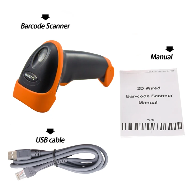 MJ2818 2d  wired barcode scanner qr code reader cmos barcode reader style high speed for supermarket