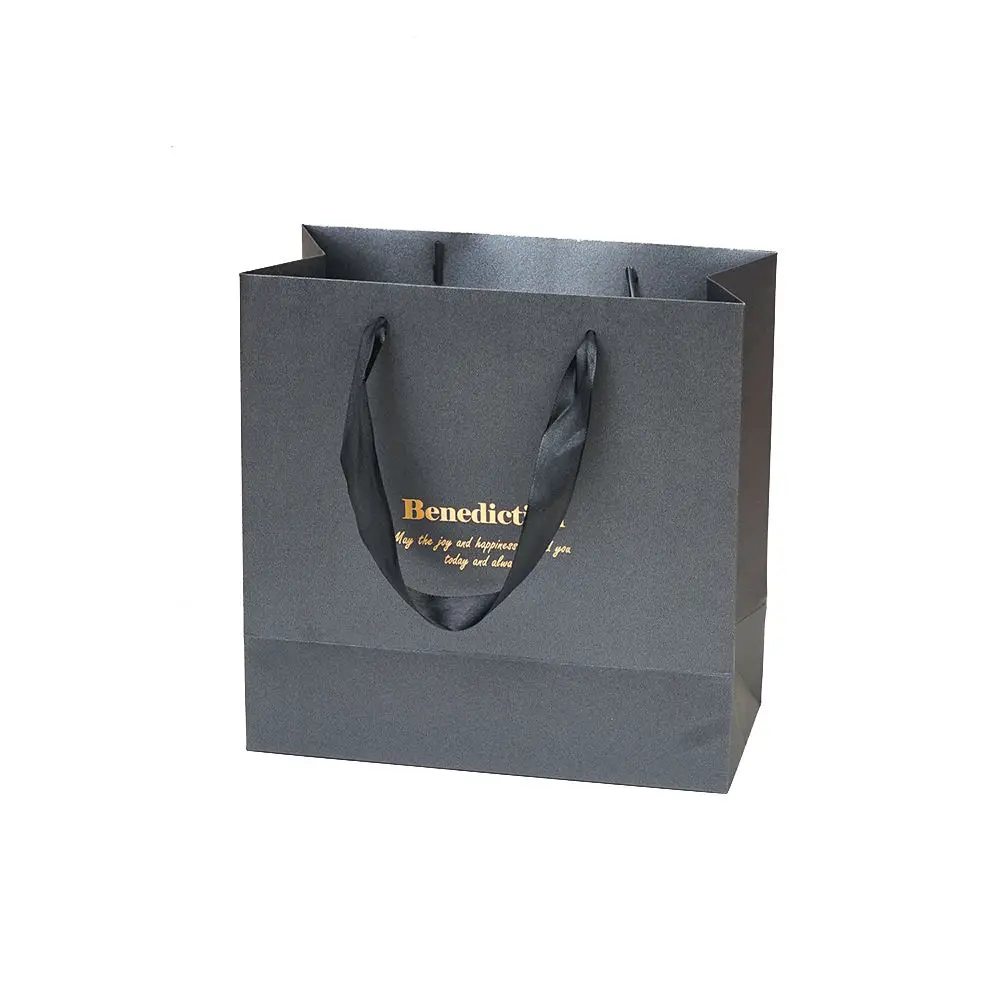 wholesale New Design Luxury Custom Handle Gift Black Paper Bag With Logo