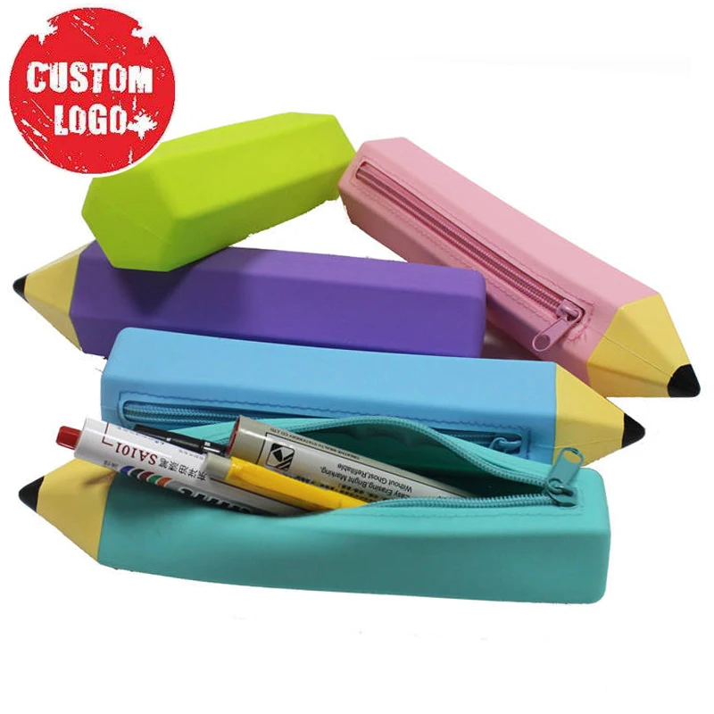 Hot Selling Unique Soft Custom Silicone School Pencil Case With Nylon Zipperfor Cute School Supplies/Stationery Kids Students