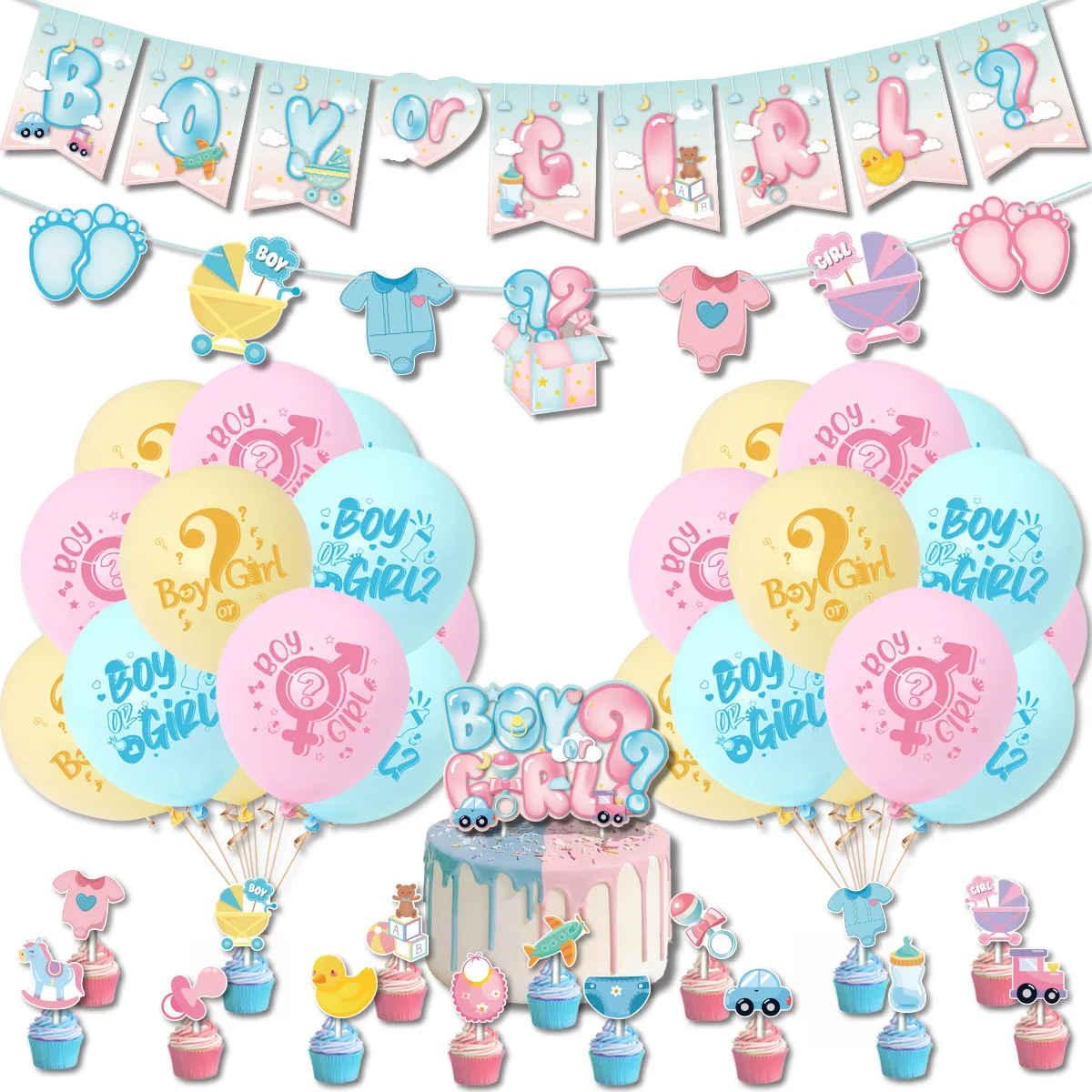 Boy or Girl Banner Kit Reveal Balloon Gender Reveal Party Supplies Photo Booth Props Baby Gender Reveal Party Decoration E3140