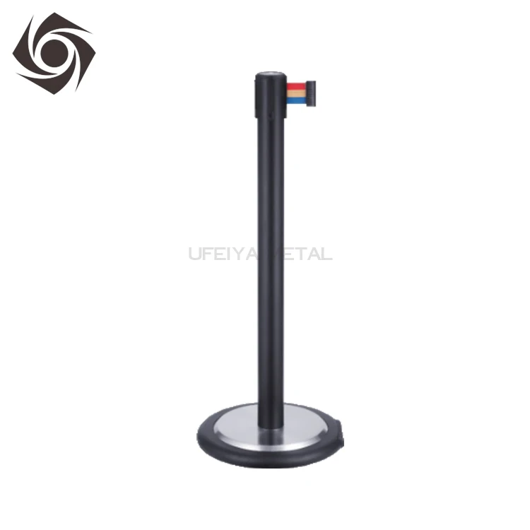 wholesale queue barrier crowd control retractable belt stanchion with wheel base for airport