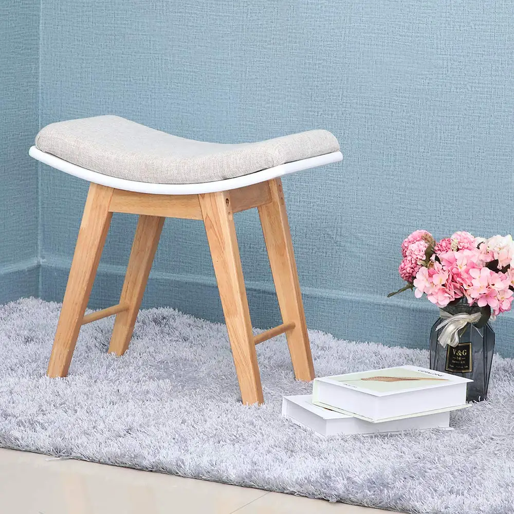 Hot Selling Wooden Piano Seat Vanity Stool with Rubberwood Legs