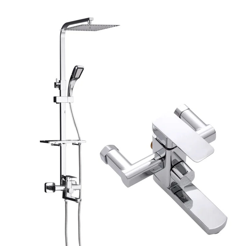 Factory direct all-copper faucet shower spa with lifting rod bath cold and hot water nozzle handheld shower set