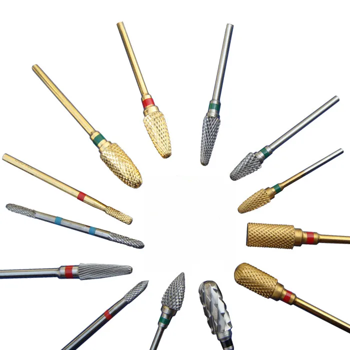 Smooth Round Gold Coated Tungsten Rotary Carbide Nail Drill Bit for Nail Drill