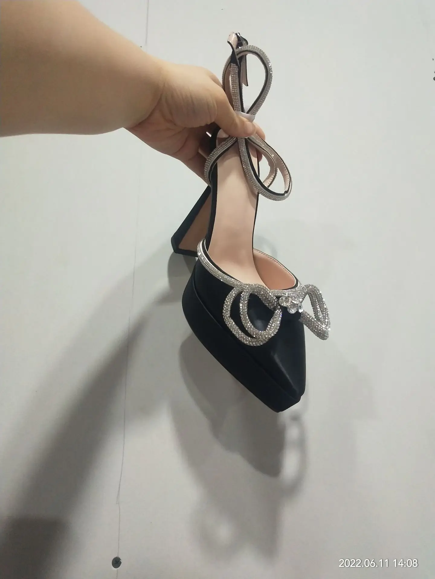 Boutique new fashion 2022 designer luxury bowknot rhinestone thick heeled wedges platform sandals