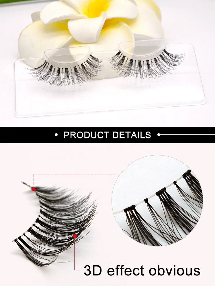 Wholesale hand made false eyelashes human hair lashes private label eyelash