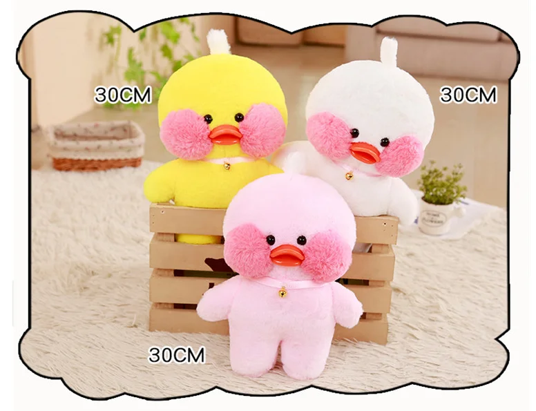30cm/50cm/80cm Cartoon LaLafanfan Cafe Yellow Duck Plush Toy Stuffed Soft Kawaii Duck Doll XMAS Gift for Children