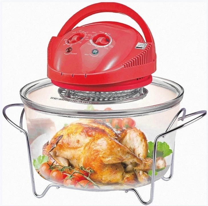 Hot sales big capacity air fryer glass halogen convection oven with 1200-1400W 12L