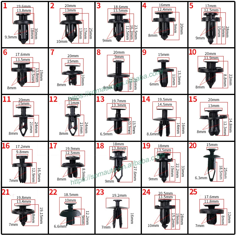 Car Plastic Fastener Universal Fender Bumper Fixed Clamp Interior clip Expansion Screw Auto Fastener