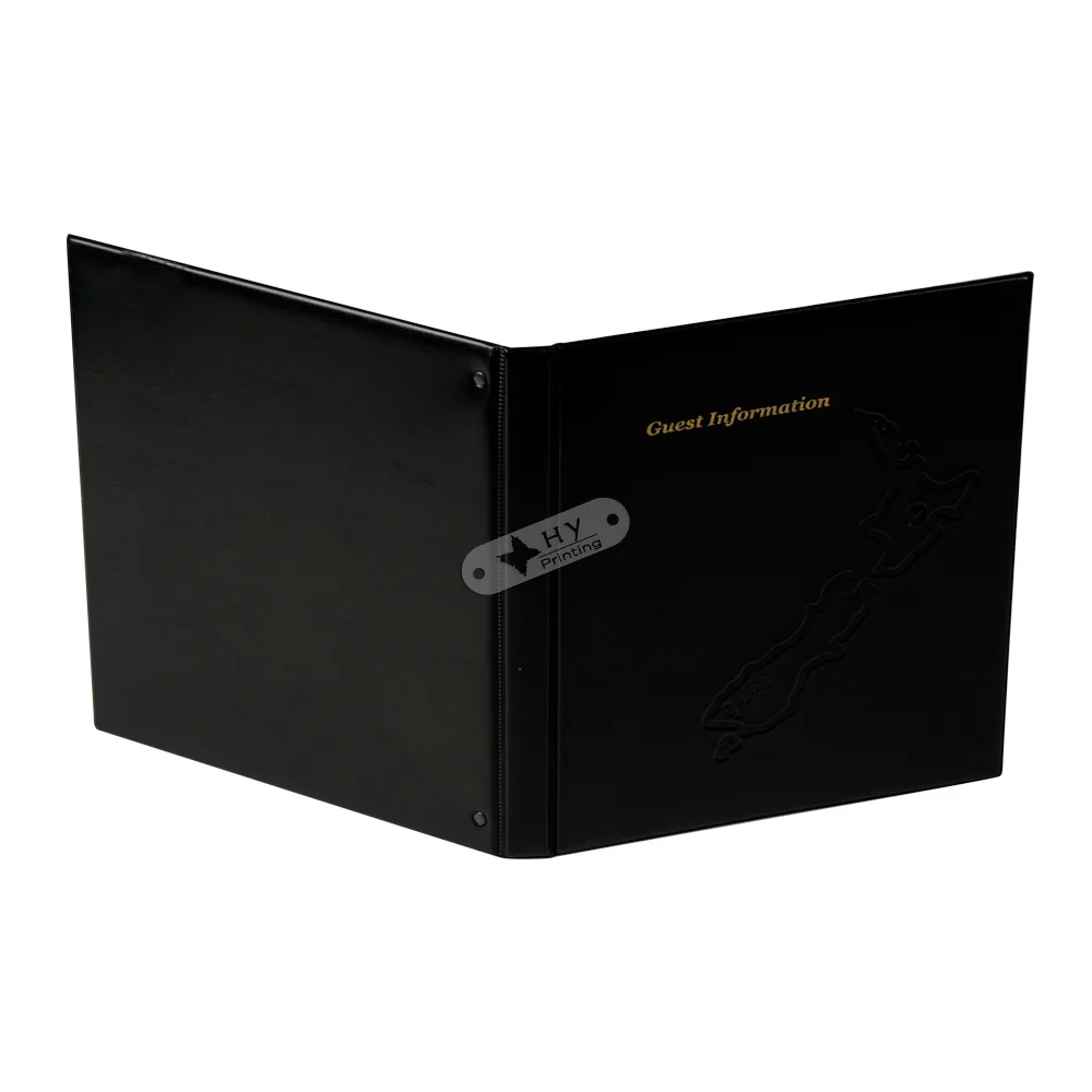 Wholesale Personalized Logo Black Leather 1 Inch 3 Ring Binder