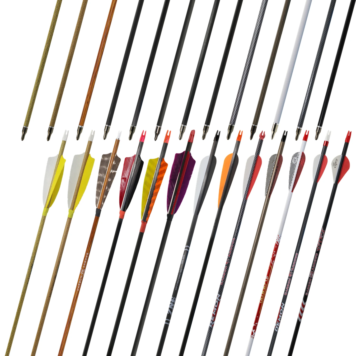 Customized Pure Carbon Fiber Arrows OEM/ODM 300-600 Spine Shafts Target Tips for Archery Outdoor Shooting