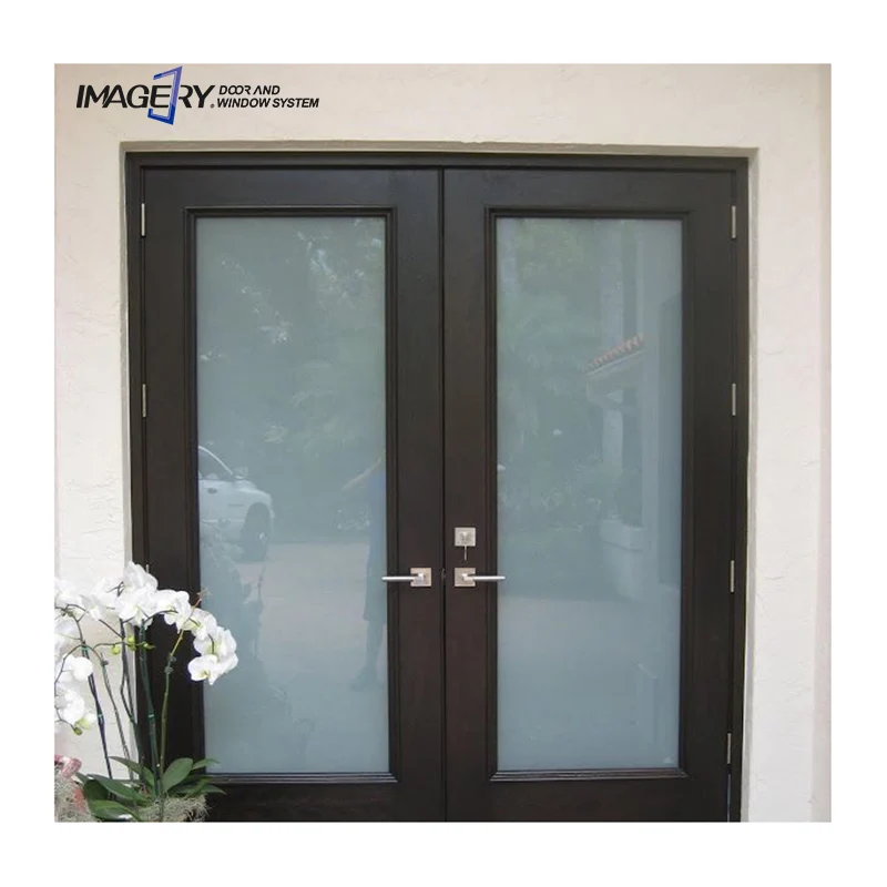 Imagery double front entrance thermal break aluminum profile glass french casement door design exterior for sale