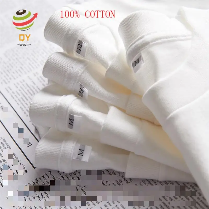 QY708 230 г японская Плотная хлопковая футболка с коротким рукавом для мужчин и женщин однотонная белая мужская рубашка пустыми краями брендовая оптовая продажа