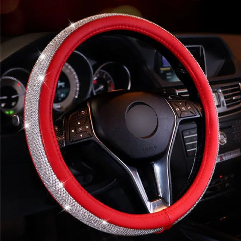 Rhinestone Car Steering Wheel Cover Manufactory Direct Deal Universal Luxury Crystal Diamond Non-slip Car Steering Wheel Cover