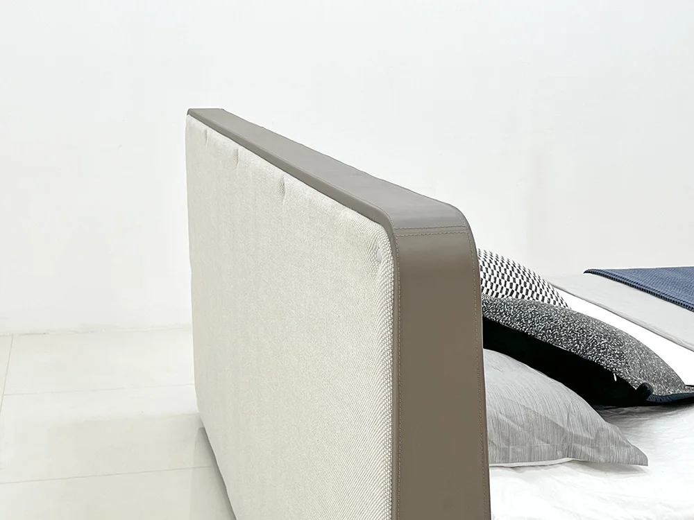 Gainsville 2024 New Design Up-holstered Beds Modern Bedframe With Saddle Leather High Quality Fabric