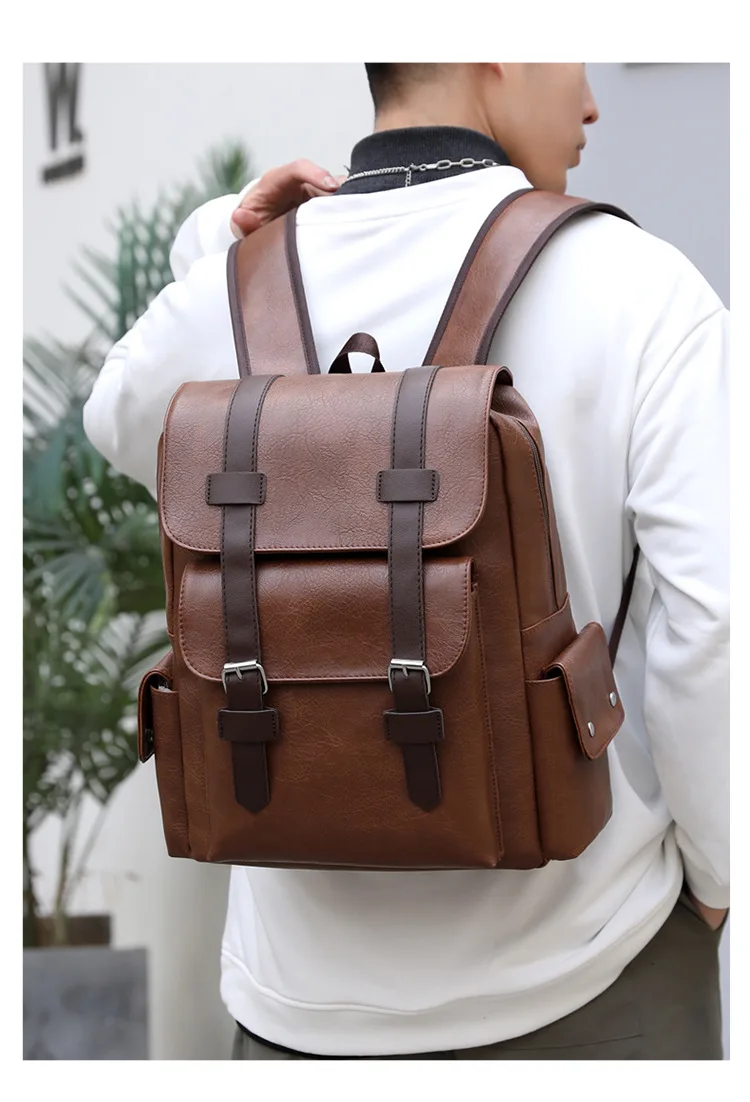 Wholesale Leather Laptop School Bags Fashion Waterproof Travel Backpack For Men Women PU College Student Backpack