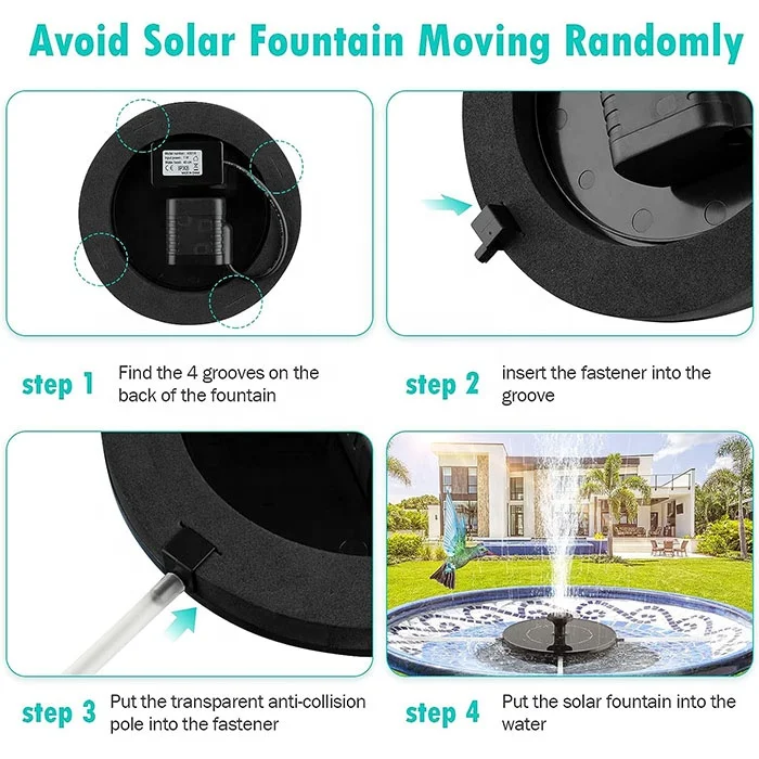 Solar Powered Bird Bath Fountain Pump with 6 Nozzle Free Standing Floating Upgrade Solar Fountain for Garden Pond Pool