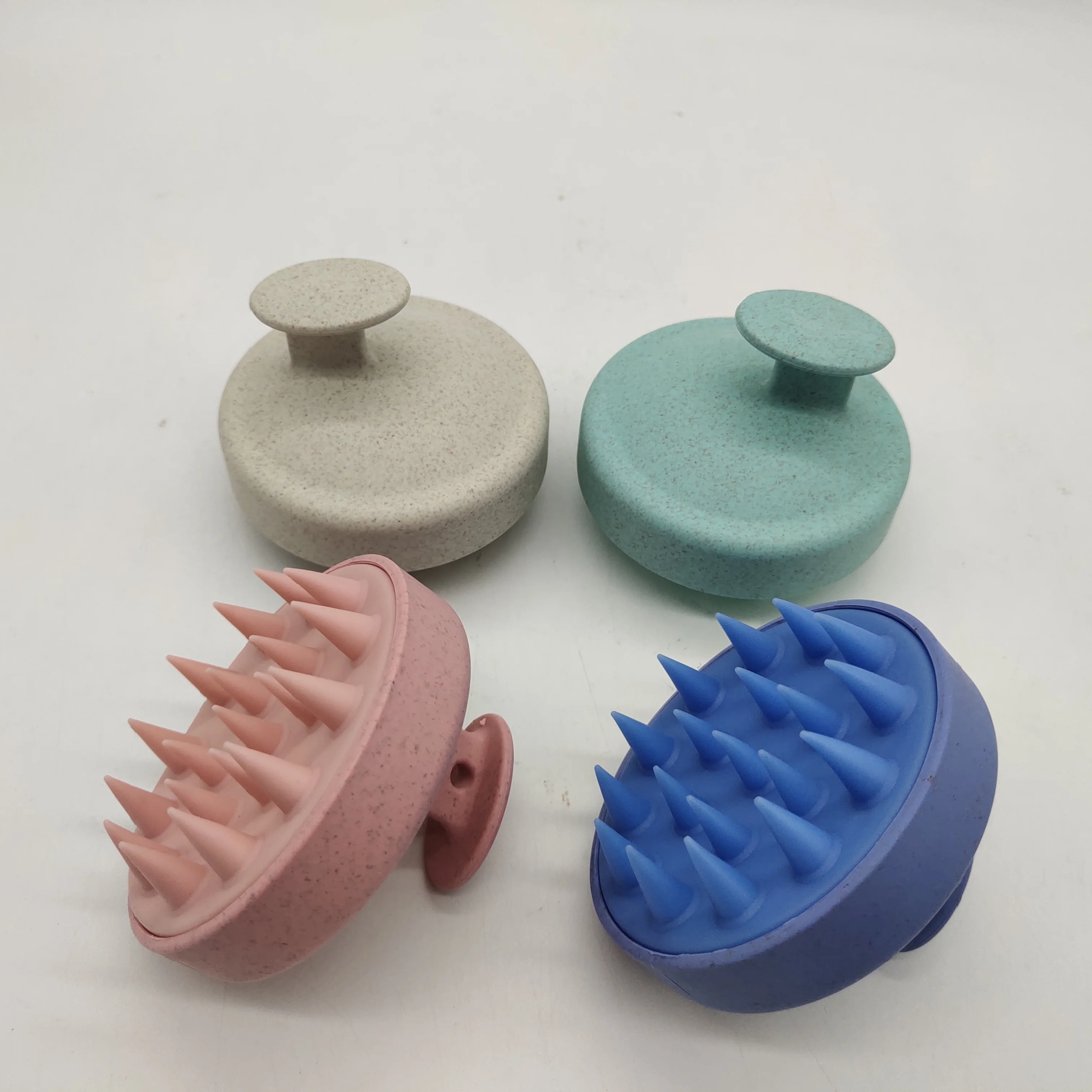 Colorful Head Scrubber Silicone Hair Scalp Scrub Massager Wheat Straw Scalp Massage Shampoo Brush