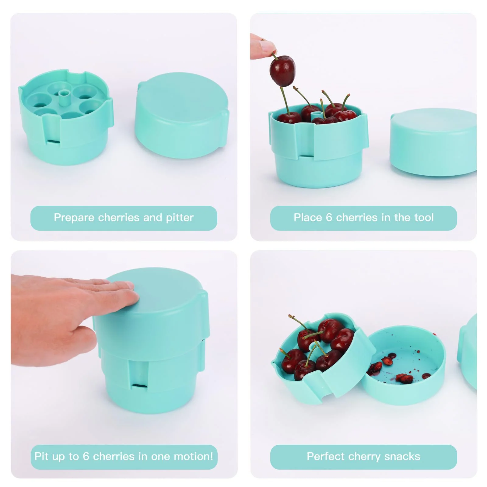 Rayshine Multi-Function Dishwasher Safe Cherry Pitter Tool Pit Remover Pits Up To 6 Cherries At Once  Cherry Pitters Tool