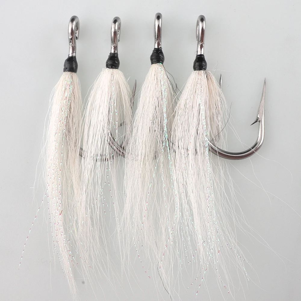SUPERIORFISHING Wholesale Custom High Carbon Steel Strong Barbed Fishing Hooks With Feather