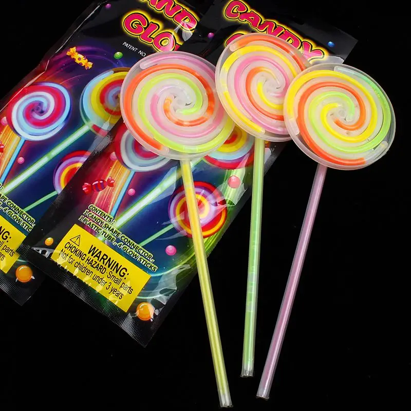 Waterproof Factory Wholesale Mix Color Neon Lollipop Shape Glasses Light Stick Bulk Glow Stick Party Pack For Kids