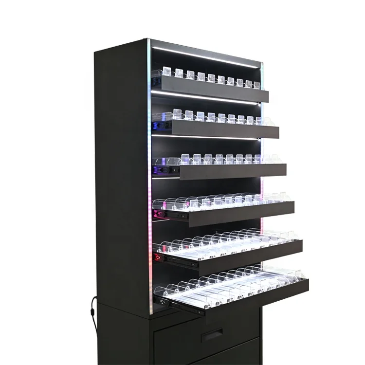 APEX Custom Floor Standing Metal Smoke Display Stand Smoke Shop Display Cabinet with RGB Led