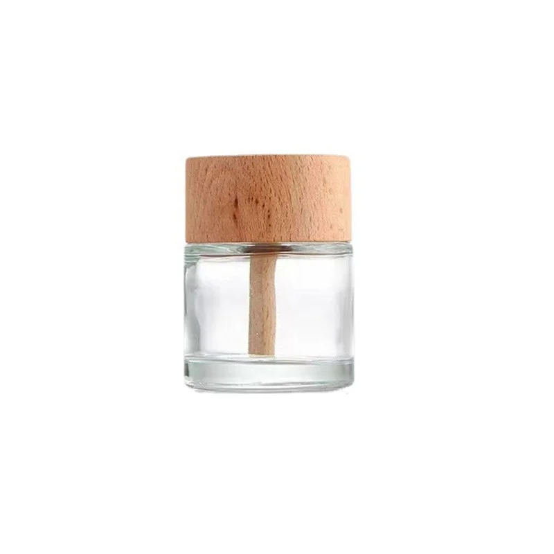 Wholesale Air Aroma Reed Fragrance Empty 30ml 50ml Luxury Glass Diffuser Bottle with wooden cap