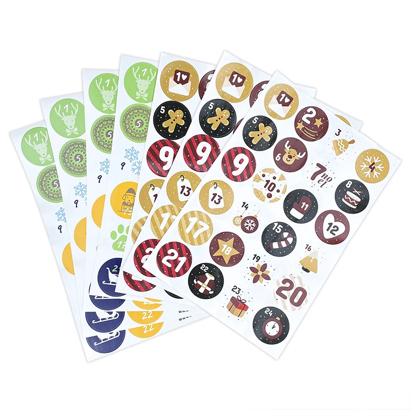 Wholesale Self Adhesive Kiss Cut Christmas Number Stickers Cartoon Promotional Waterproof Custom Sticker Sheet