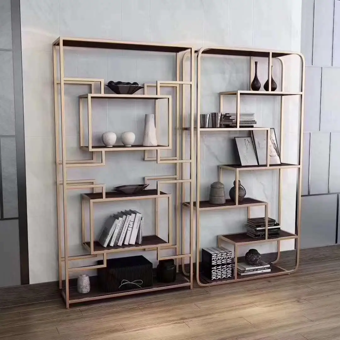 Stainless Steel Bookshelf Living Room Furniture School Bookrack Metal Library  Display Simple Shelf Decoration Stand Bookshelf