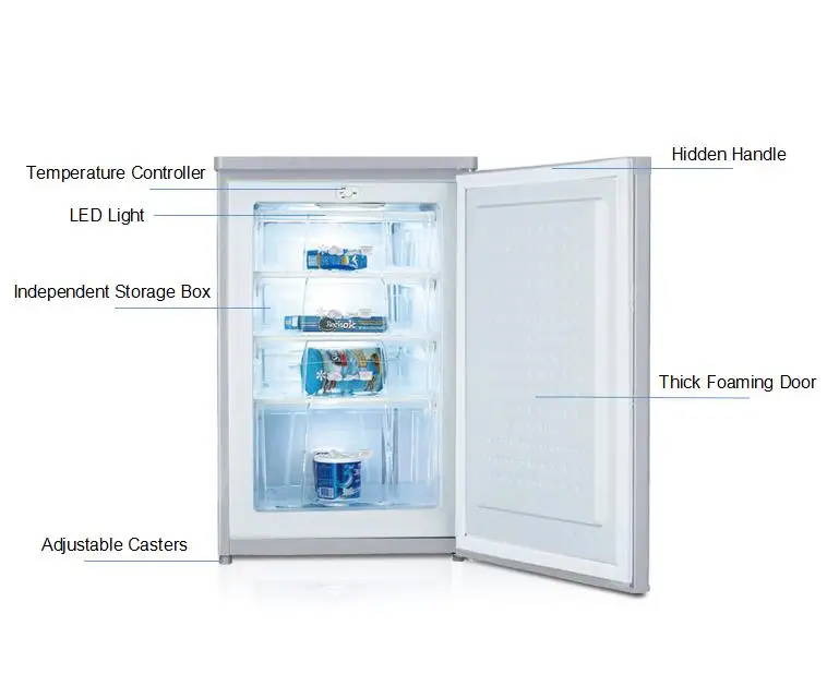 156L Manufactory Wholesale Solid Door No Frost Vertical Freezer Kitchen Fridge