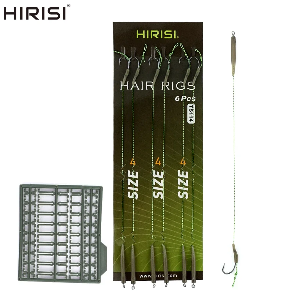 Hirisi 6pcs Carp Fishing Ready Made Hook Link Tied Rigs With Boilie Stoper V Stop Terminal Tackle Fishing Accessories TS114
