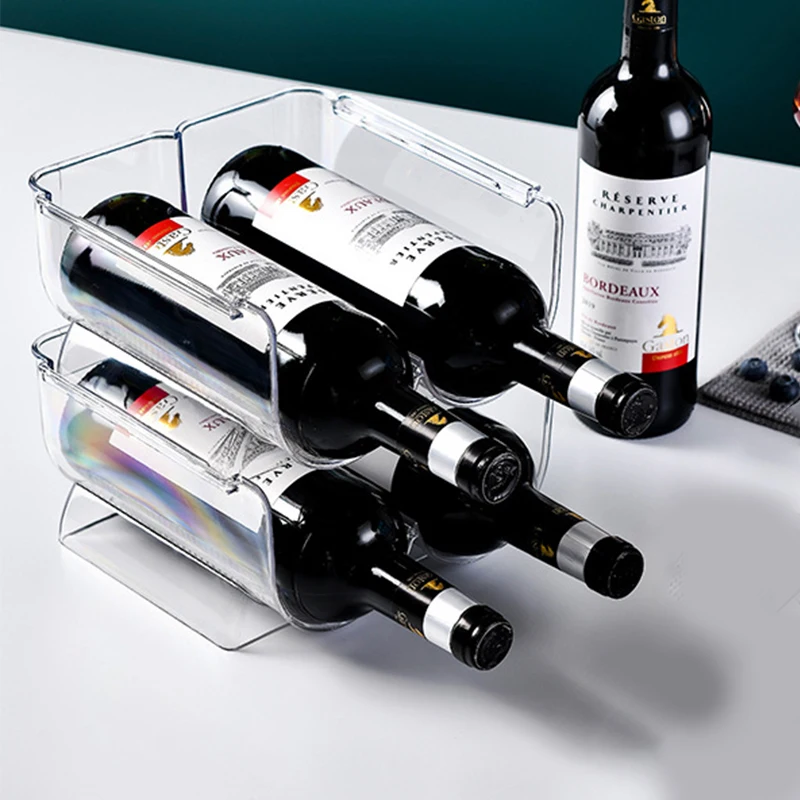 6 7 лидер продаж Штабелируемый органайзер для бутылок с вином и водой пластиковый стеллаж вина держатель холодильника