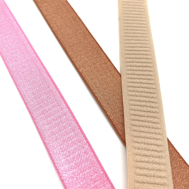 Custom Design Satin 2Cm 3/8 Jacquard Overlock Plush Back Both Sides Picot White Nylon Spandex Women Sexy Bra Elastic Strap