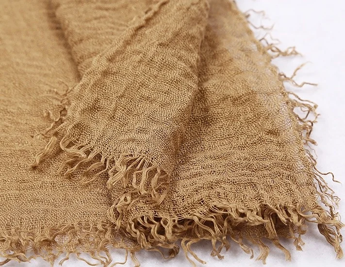 Cheap Promotional Gauze Crinkle Pashmina Scarf with Fringe