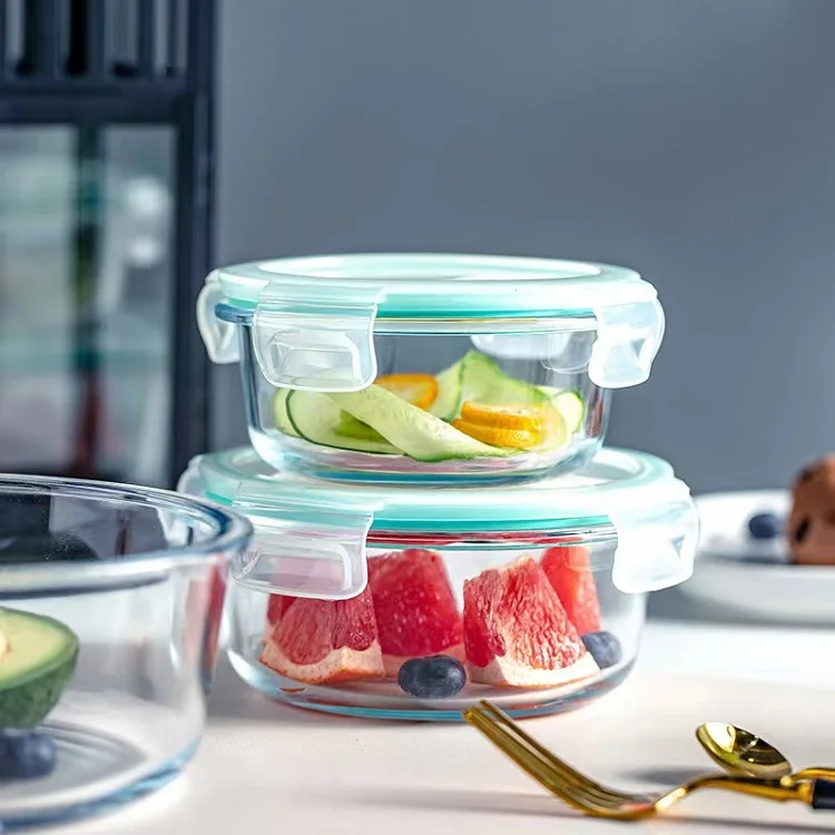 High Borosilicate Glass Lunch Box Set With Airtight Lock Lids Reusable Takeaway Food Meal Prep Containers