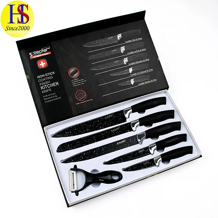 New Arrivals Marble Coating 5PCS Stainless Steel Knife Set with Peeler